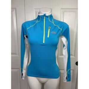 The North Face Flights Series Women's XS Half Zip White & Blue Brushed Fleece